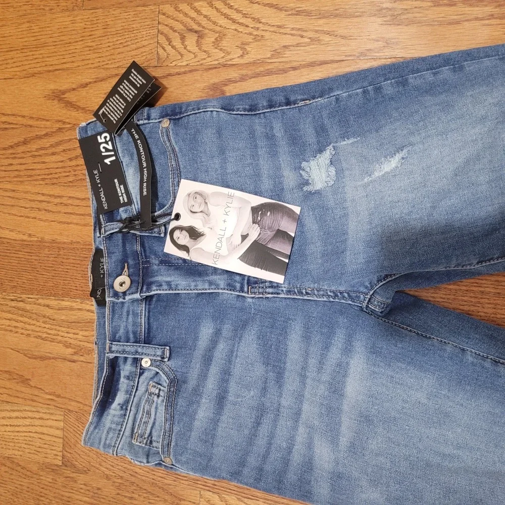 Kendall Kylie‎ juniors The Kontour High Rise Jeans Distressed Blue Size 1 new